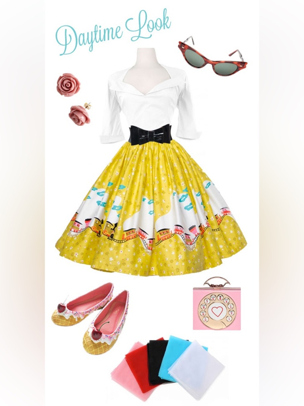 Mary Blain pinup couture train skirt Vintage-Style Circle Skirt - Picture 2 of 11